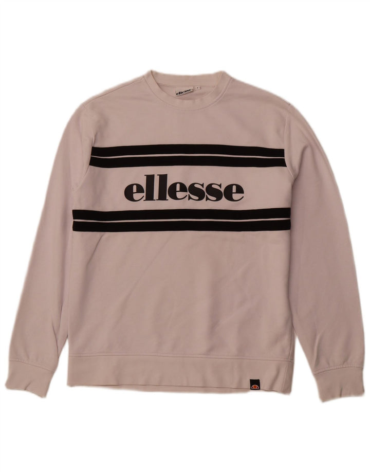 ELLESSE Herren-Sweatshirt mit Grafik, Größe S, Weiß, Farbblock-Baumwolle