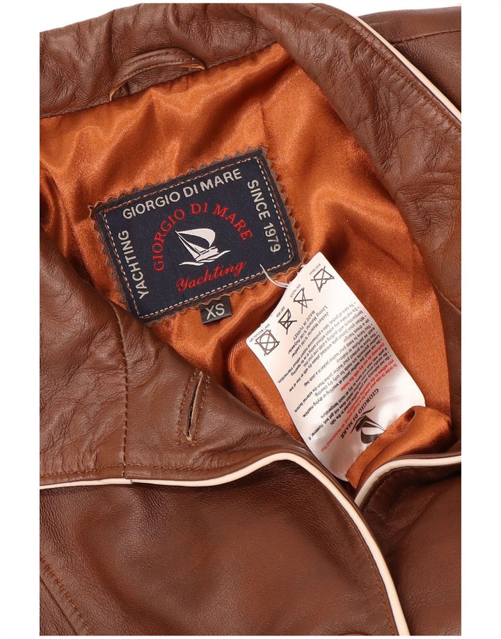 Giorgio Di Mare Damen Lederjacke UK 6 XS Braunes Leder