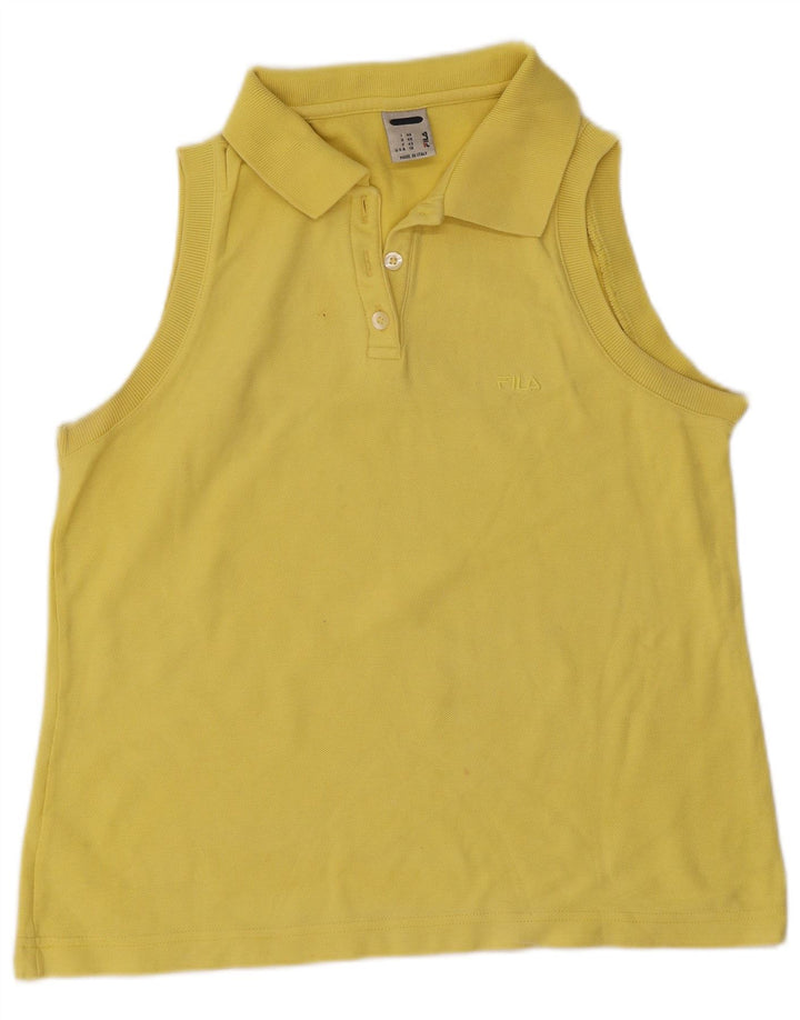 Fila Damen Ärmelloses Poloshirt IT 46 Large Gelb