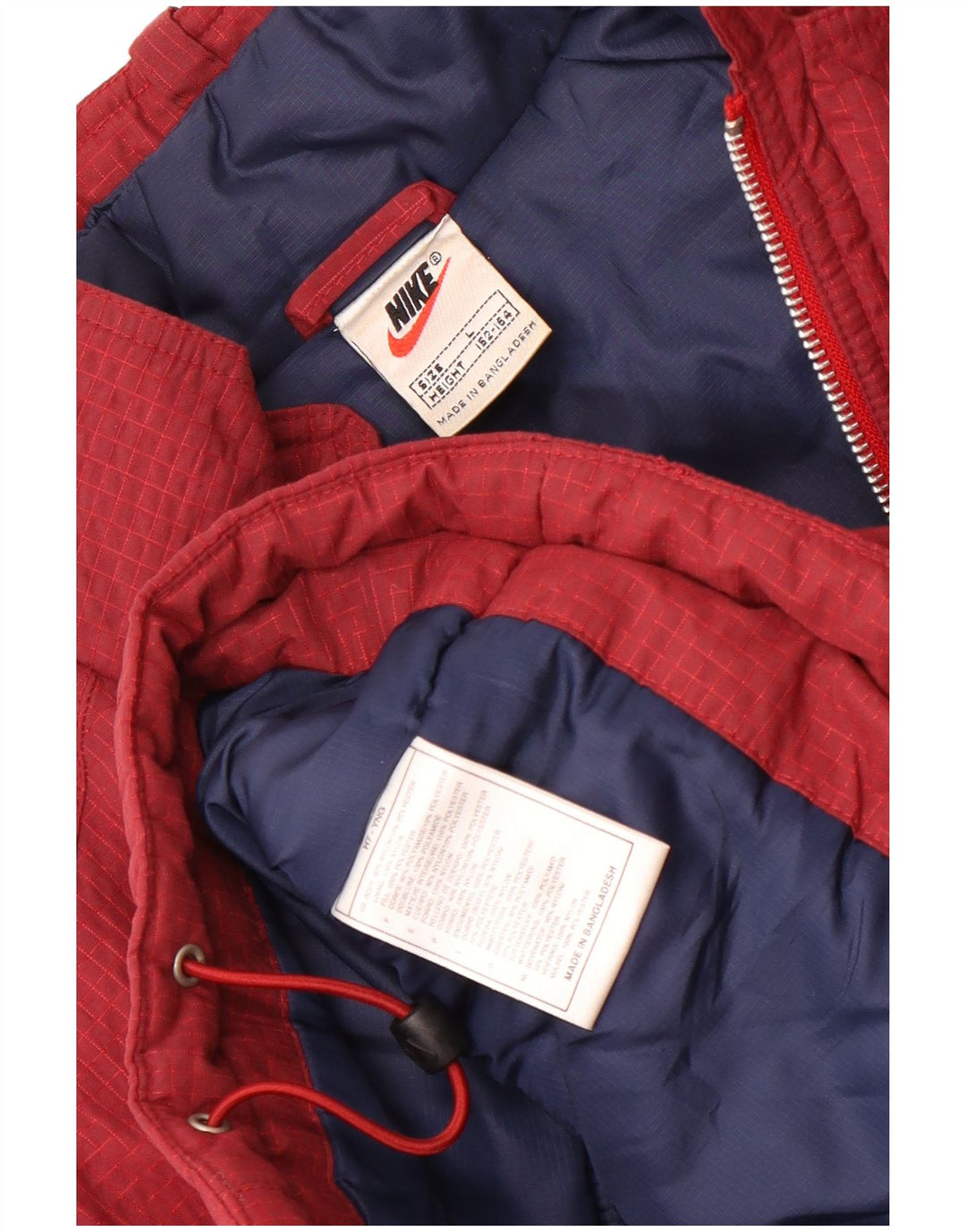 Nike Windjacke für Jungen, 12–13 Jahre, groß, bordeauxrot kariertes Nylon