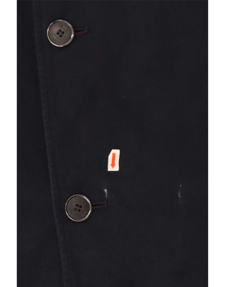 Hugo Boss Herrenmantel EU 52 XL Marineblaue Baumwolle