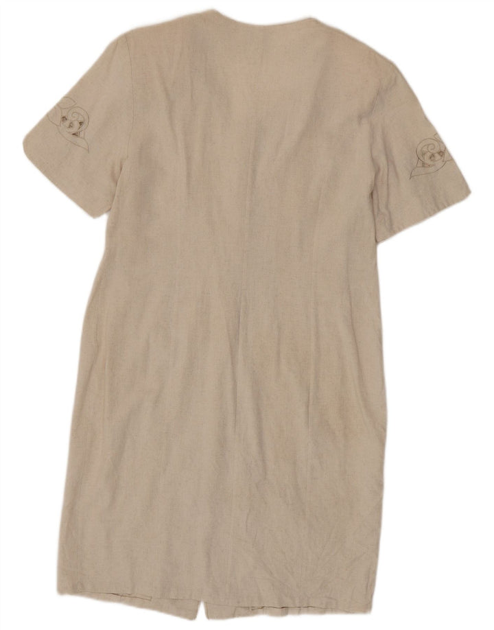 Vintage Damen Hemdkleid UK 14 Medium Beige