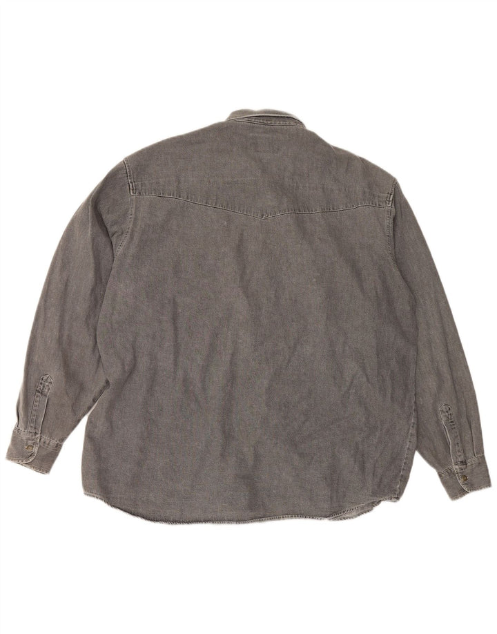 Vintage Herrenhemd XL Grau Baumwolle