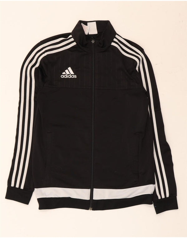 Adidas Jungen-Trainingsanzug-Top-Jacke, 13–14 Jahre, schwarzes Colourblock-Polyester