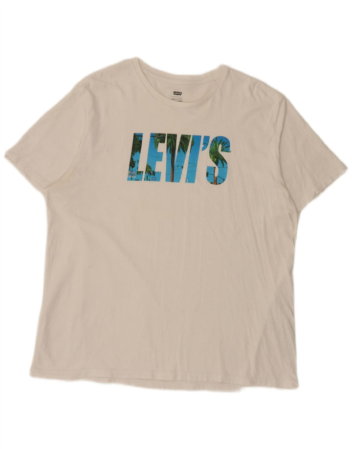 LEVI'S Mens Graphic T-Shirt Top 2XL White Cotton