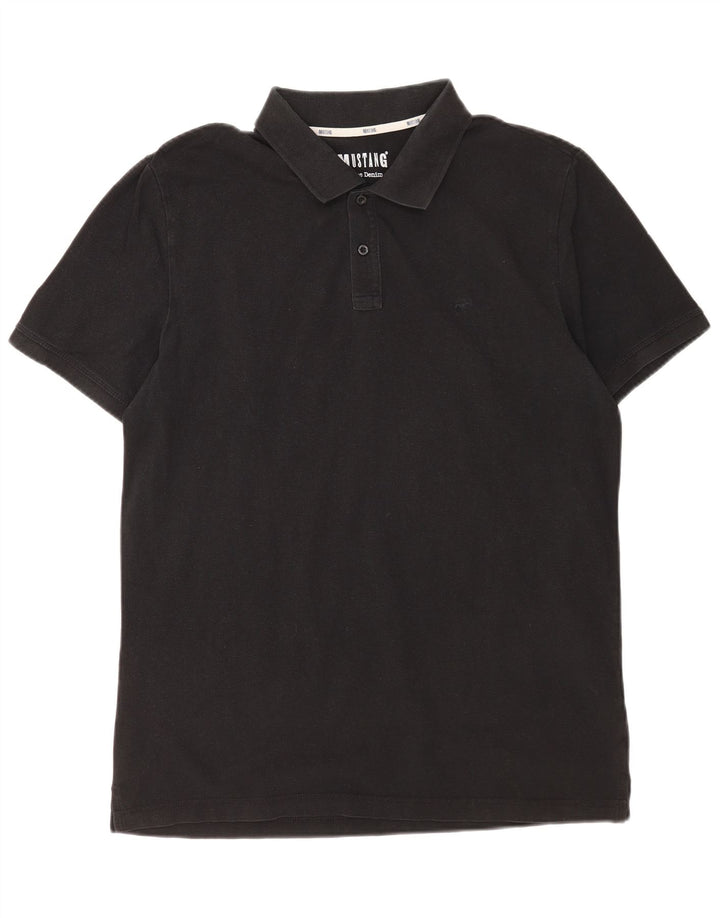 Mustang Herren-Poloshirt, groß, schwarze Baumwolle