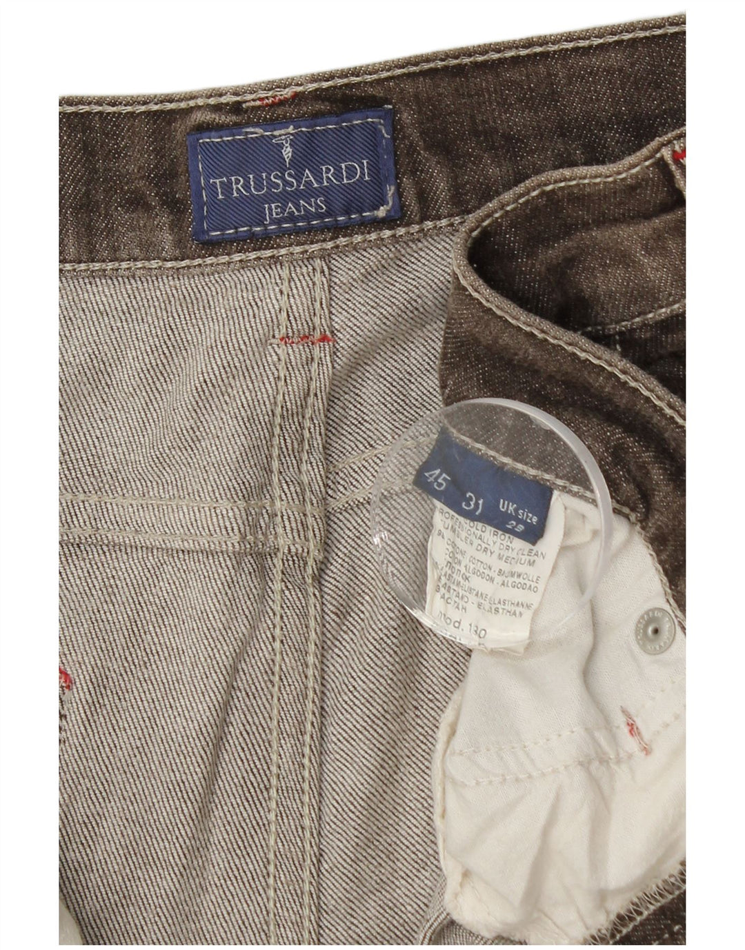 TRUSSARDI Herren Straight Jeans W29 L31 Braune Baumwolle