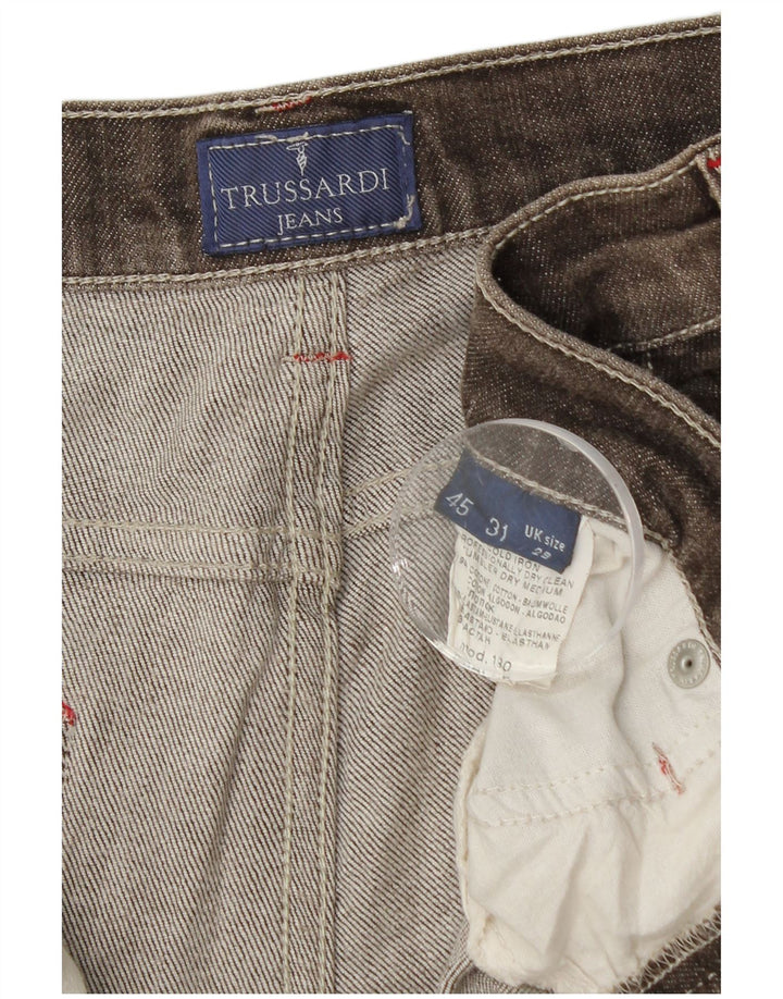 TRUSSARDI Herren Straight Jeans W29 L31 Braune Baumwolle