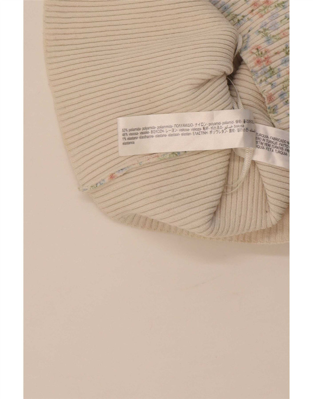 Zara Damen Crop Cami Top UK 12 Medium Off White Floral Polyamid