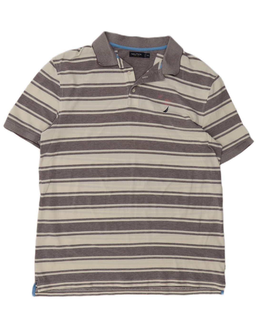 NAUTICA Herren Poloshirt 2XL grau gestreift aus Baumwolle