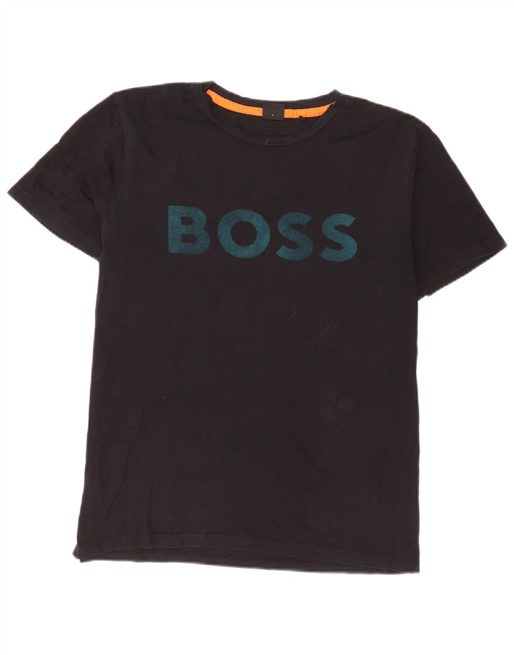 Hugo Boss Herren-T-Shirt mit Grafik, groß, aus schwarzer Baumwolle