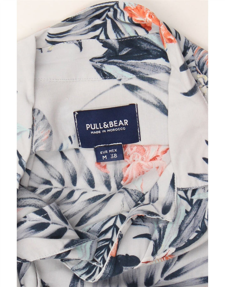 PULL & BEAR Mens Short Sleeve Shirt Medium White Floral Viscose Vintage Pull & Bear and Second-Hand Pull & Bear from Messina Hembry 