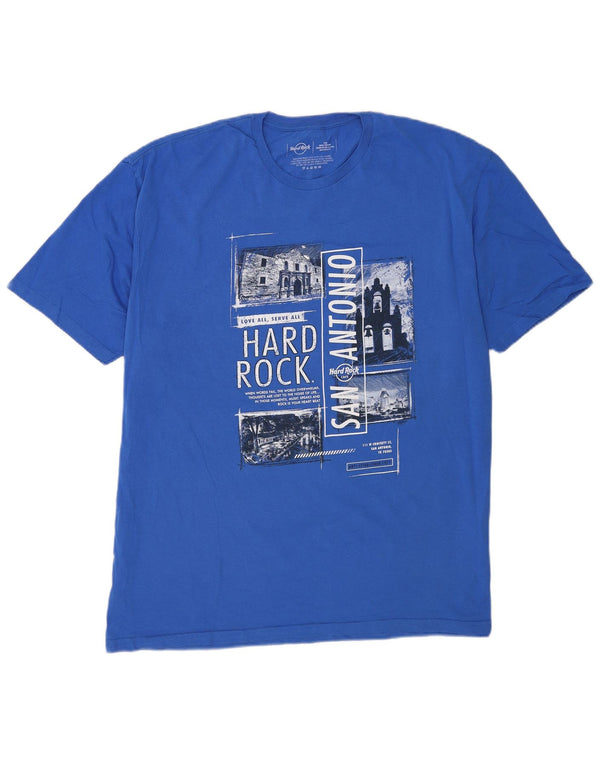 Hard Rock Cafe Herren San Antonio Graphic T-Shirt Top 2XL Blau Baumwolle