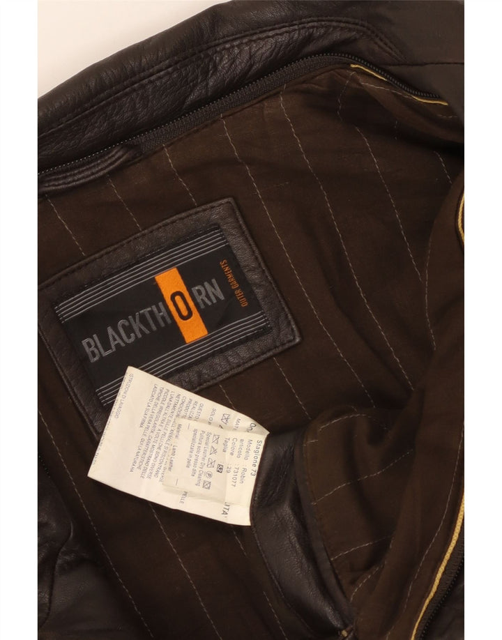 Blackthorn Herren Ledermantel IT 52 XL Braunes Leder