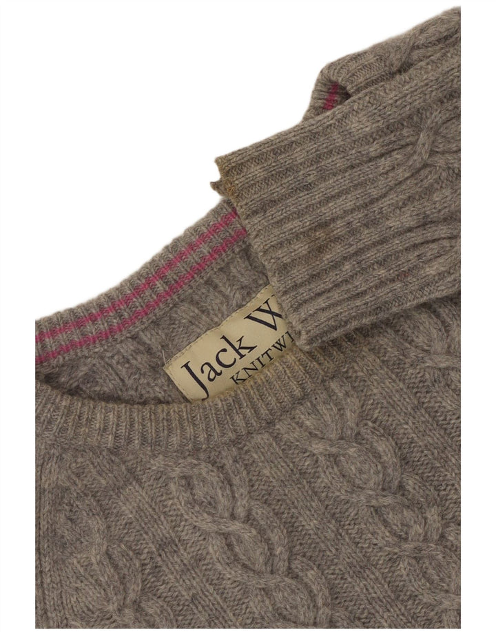 Jack Wills Damen-Pullover mit U-Boot-Ausschnitt, UK 12, mittelgraue Lammwolle