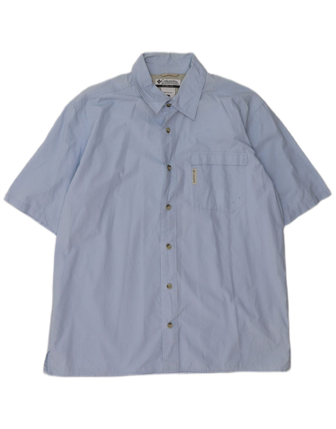COLUMBIA Mens Short Sleeve Shirt Large Blue Cotton