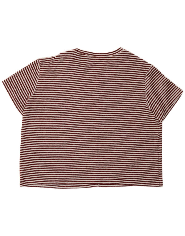 Marks & Spencer Damen Übergroßes T-Shirt-Oberteil UK 18 XL Burgunderrot gestreift