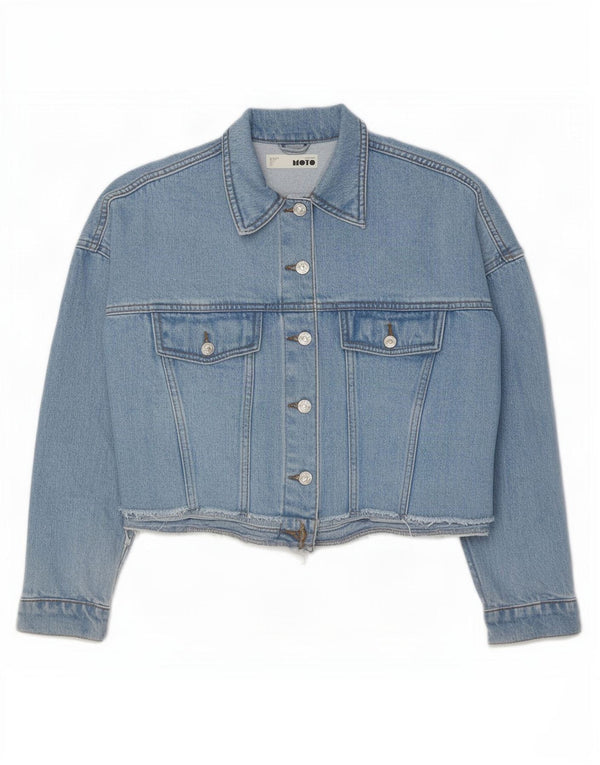 Topshop Damen Crop Übergroße Jeansjacke UK 6 XS Blaue Baumwolle