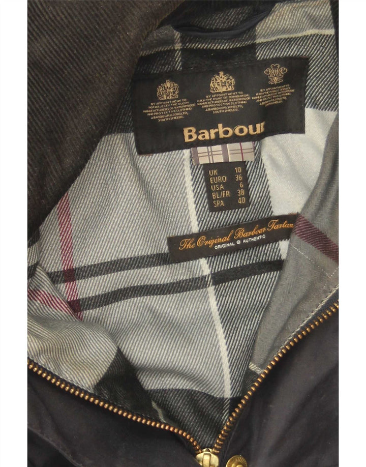 Barbour Damenjacke aus gewachster Baumwolle, UK 10, Größe S, marineblaue Baumwolle