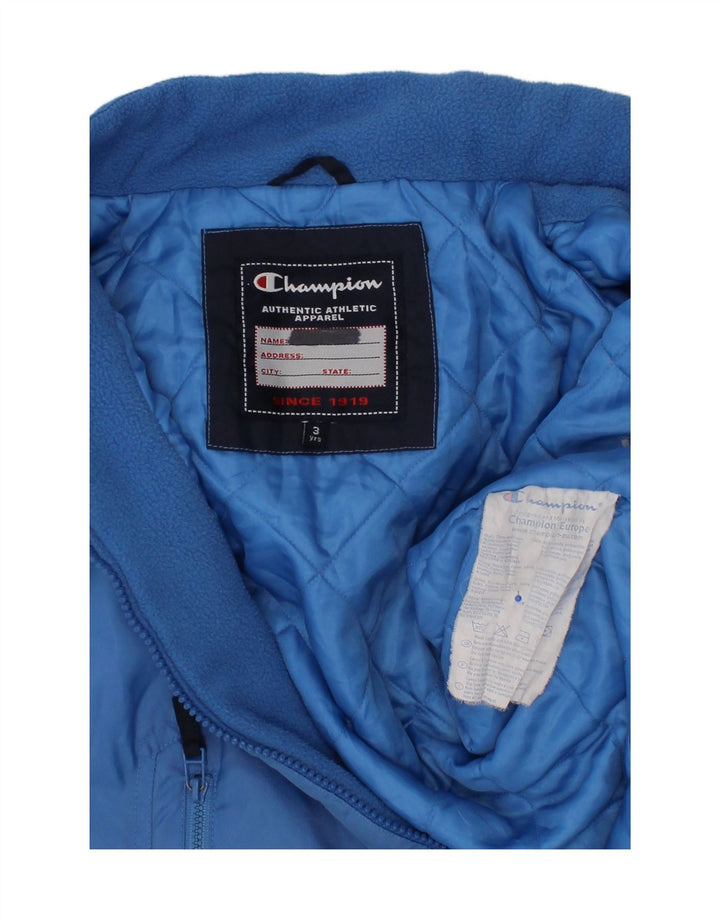 CHAMPION Boys Hooded Windbreaker Jacket 2-3 Years Blue Polyamide Vintage Champion and Second-Hand Champion from Messina Hembry 