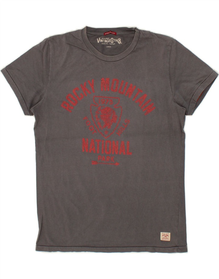 JACK & JONES Mens Graphic T-Shirt Top Large Grey Vintage Jack & Jones and Second-Hand Jack & Jones from Messina Hembry 