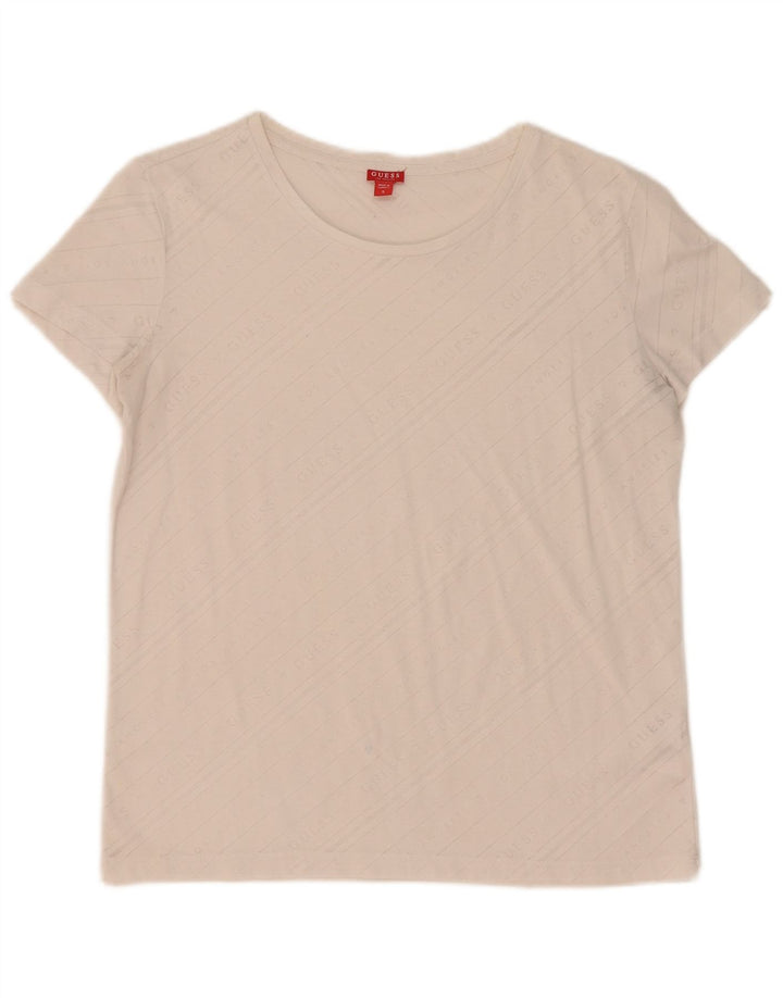 Guess Grafik-T-Shirt für Damen, UK 10, Größe S, gebrochenes Weiß