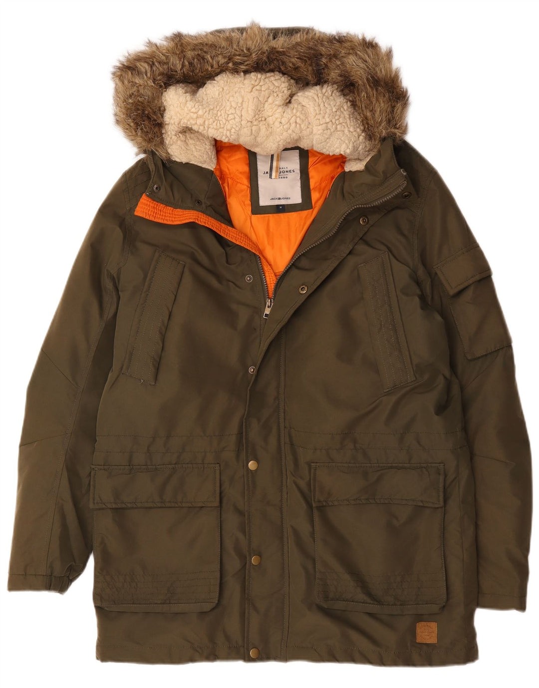 Jack & Jones Herren-Parka mit Kapuze, UK 38, mittleres Khaki