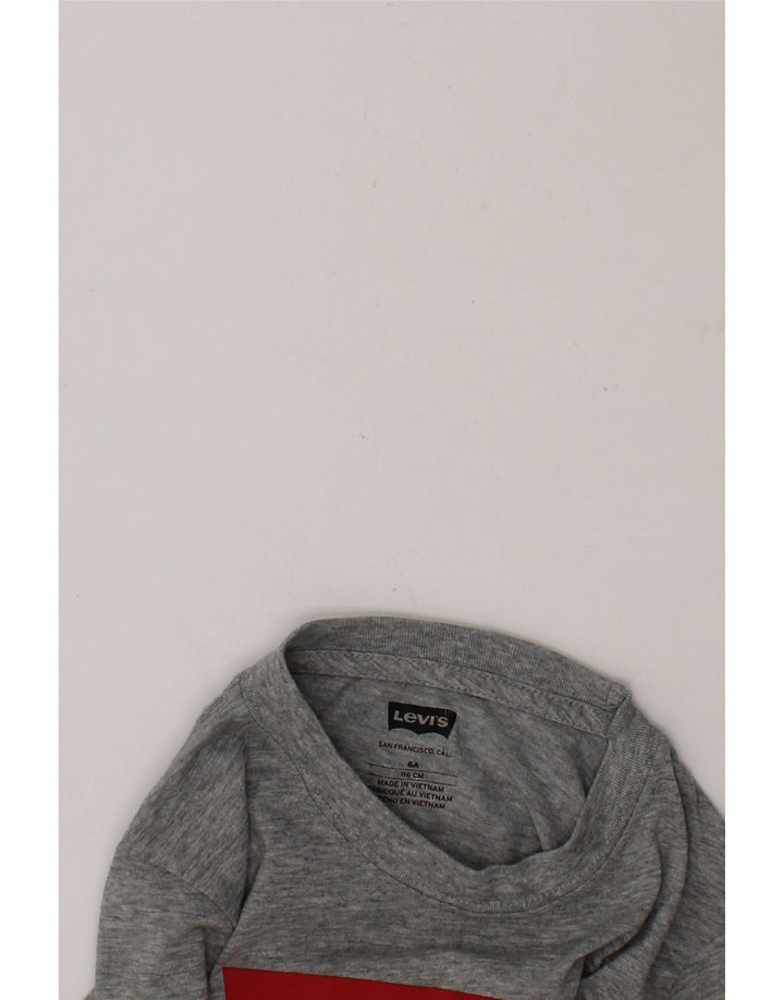 LEVI'S Boys Graphic Top Long Sleeve 5-6 Years Grey Cotton Vintage Levi's and Second-Hand Levi's from Messina Hembry 