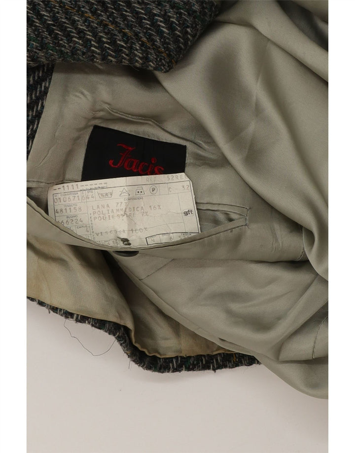 Facis Herren-Blazer mit 2 Knöpfen, IT 52 XL, graue Wolle mit Fischgrätenmuster