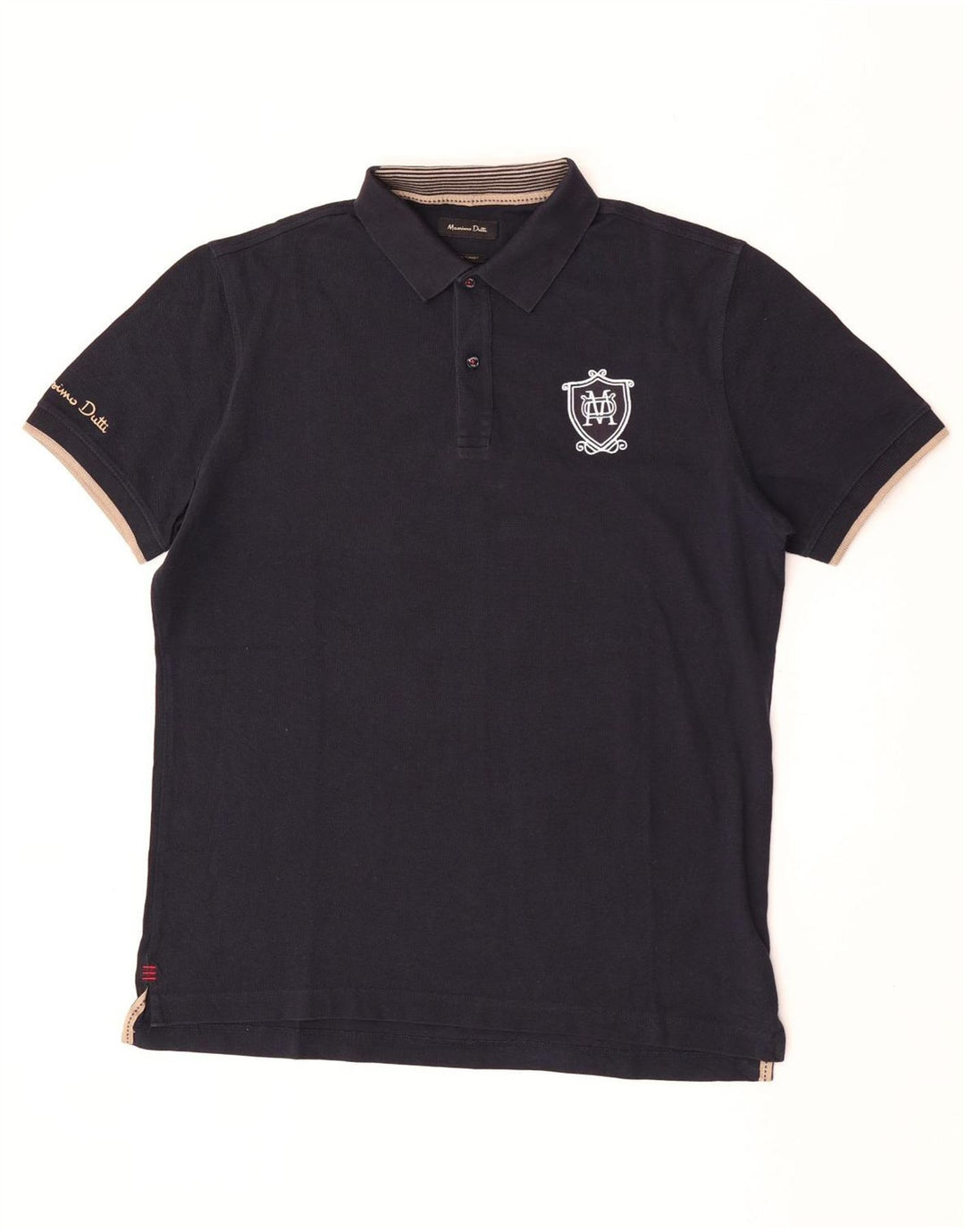 Massimo Dutti Herren-Poloshirt mit Grafik, XL, Marineblau, Baumwolle
