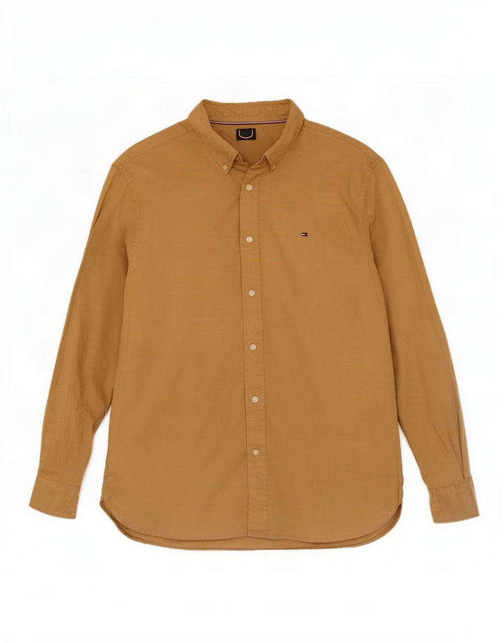 Tommy Hilfiger Herrenhemd XL Beige Baumwolle