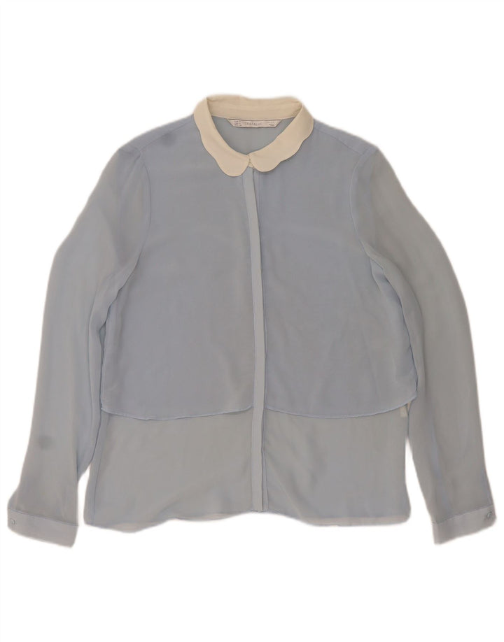 Zara Damen-Hemdbluse, UK 10, Small, Blau, Farbblock