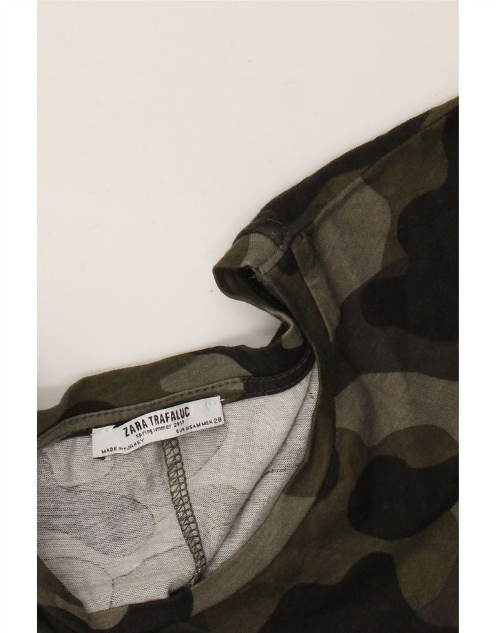 Zara Damen Trafaluc Bluse Top UK 14 Mittelgrüne Tarnung