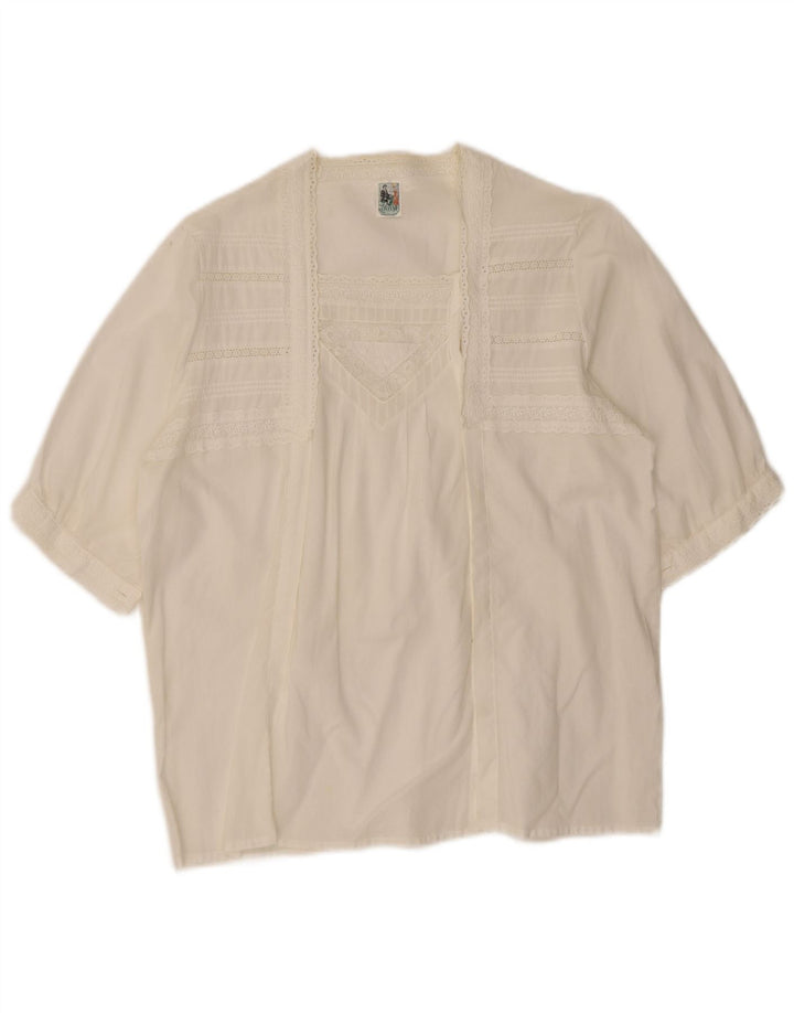 Gossl Damen-Cardigan-Oberteil mit kurzen Ärmeln, EU 40, Mittelweiß mit Blumenmuster