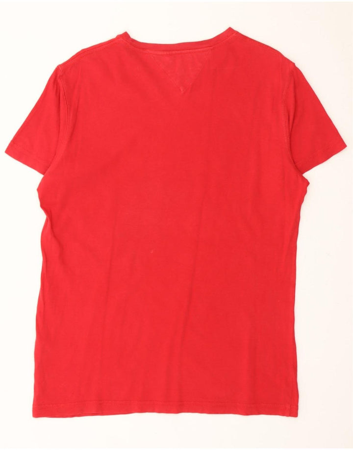 TOMMY HILFIGER Mens Graphic T-Shirt Top Medium Red Cotton Vintage Tommy Hilfiger and Second-Hand Tommy Hilfiger from Messina Hembry 