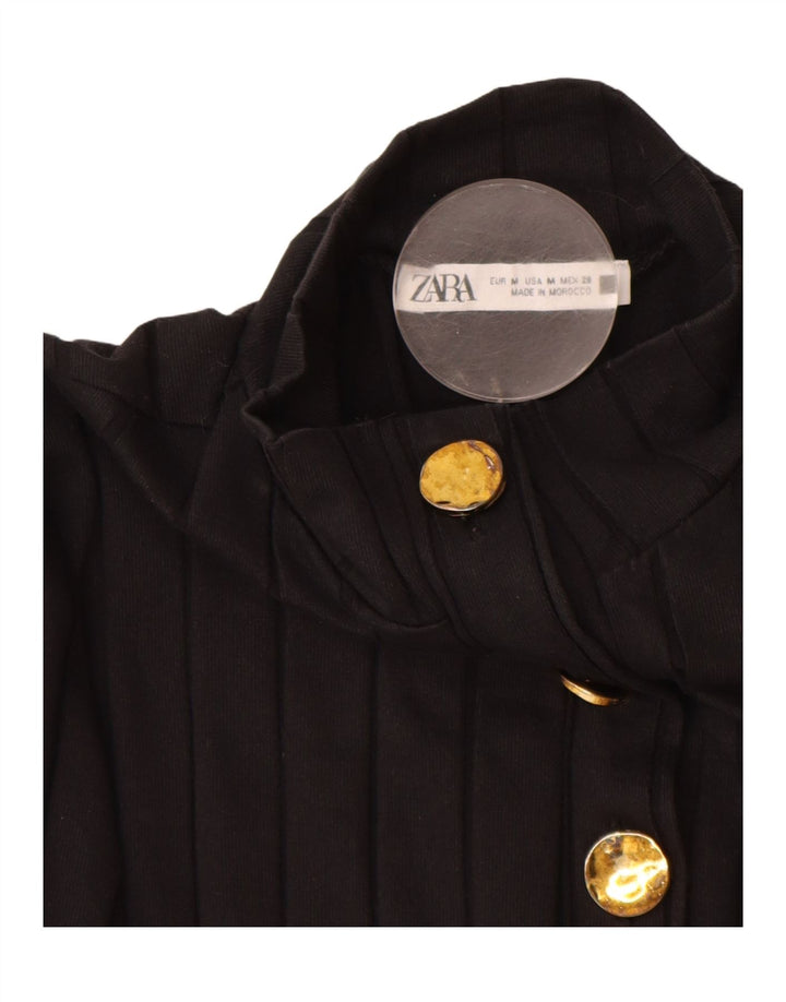 Zara Damen-Kleid mit kurzen Ärmeln, figurbetont, UK 12, mittelschwarz, Baumwolle