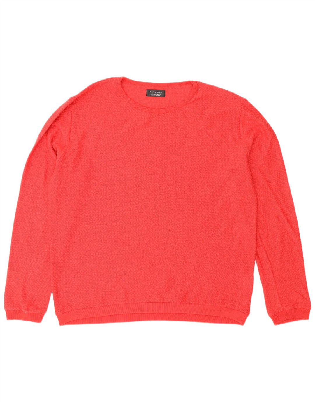 Zara Herren-Pullover mit Rundhalsausschnitt, groß, rot, Polyester