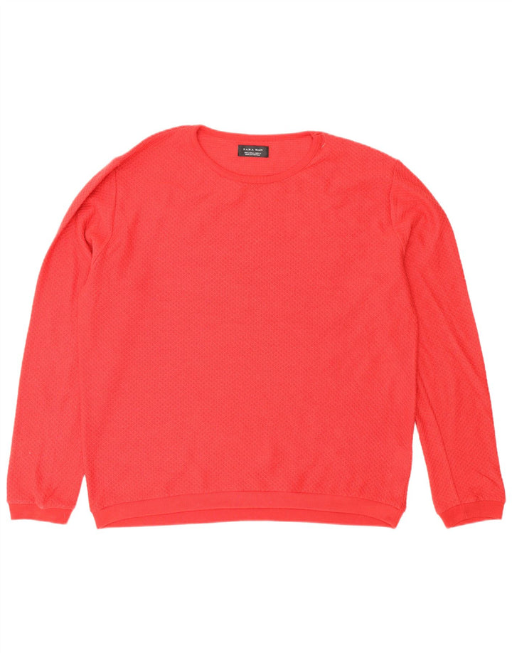 Zara Herren-Pullover mit Rundhalsausschnitt, groß, rot, Polyester