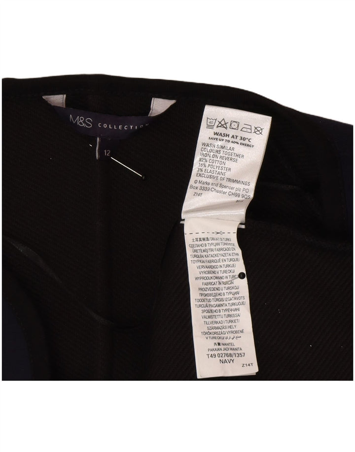 Marks & Spencer Womens Open Overcoat UK 12 Medium Navy Blue Cotton