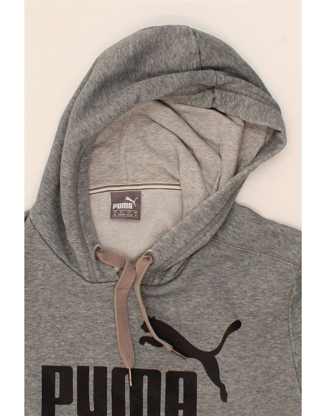 PUMA Mens Graphic Hoodie Jumper Medium Grey Cotton Vintage Puma and Second-Hand Puma from Messina Hembry 