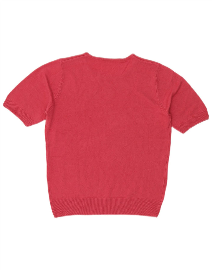 MARKS & SPENCER Damen Crop Pullover mit Rundhalsausschnitt, UK 10, Größe S, Rosa
