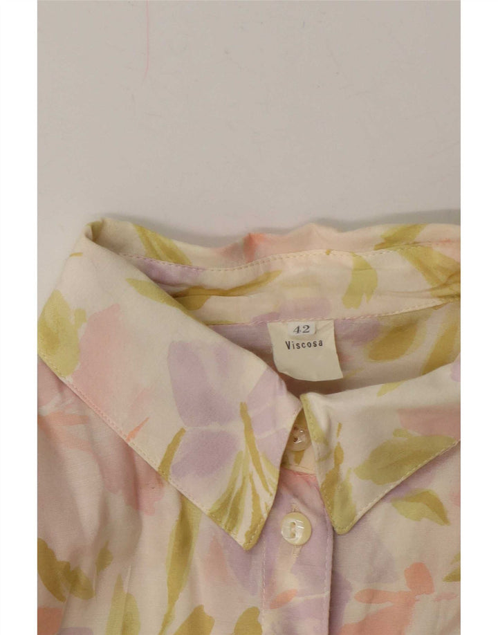 Vintage Damen Hemdbluse EU 42 Große bunte Viskose mit Blumenmuster