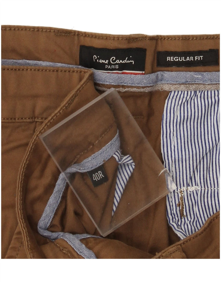Pierre Cardin Herren-Chinohose mit normaler Passform, schmale Passform, W40, L31, braunes Polyester