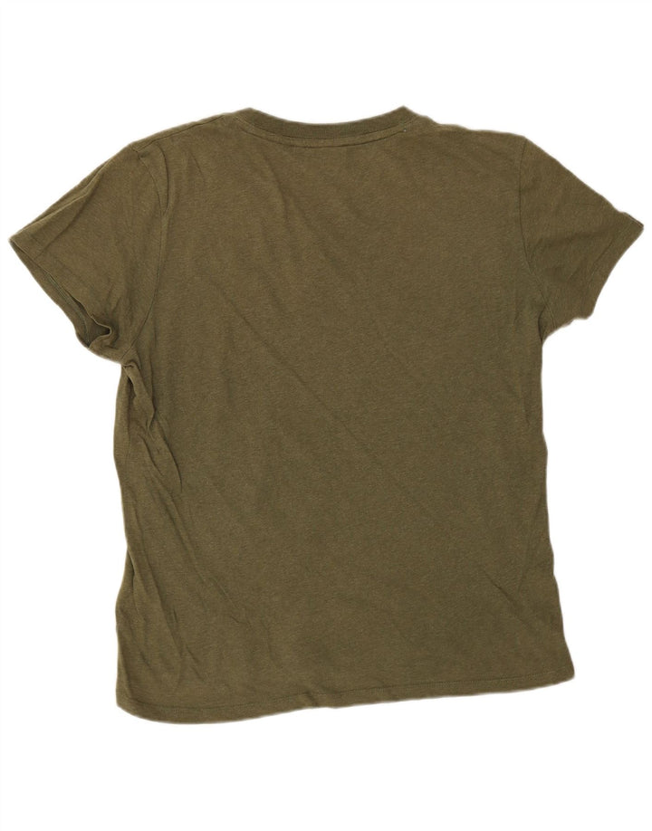 Superdry Herren T-Shirt-Oberteil aus mittlerer Khaki-Baumwolle