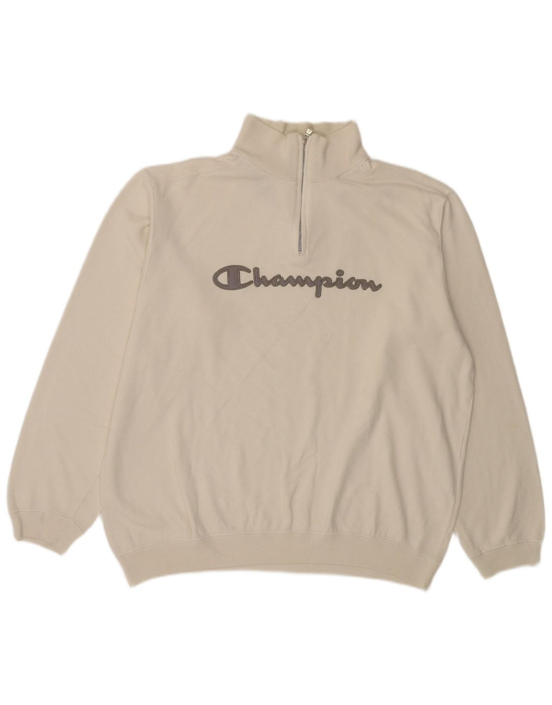 Champion Herren-Sweatshirt mit grafischem Reißverschluss, Größe L, Baumwolle, Weiß
