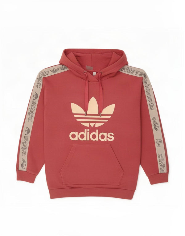 Adidas Womens Graphic Oversized Hoodie Pullover UK 6 XS Rosa Farbblock