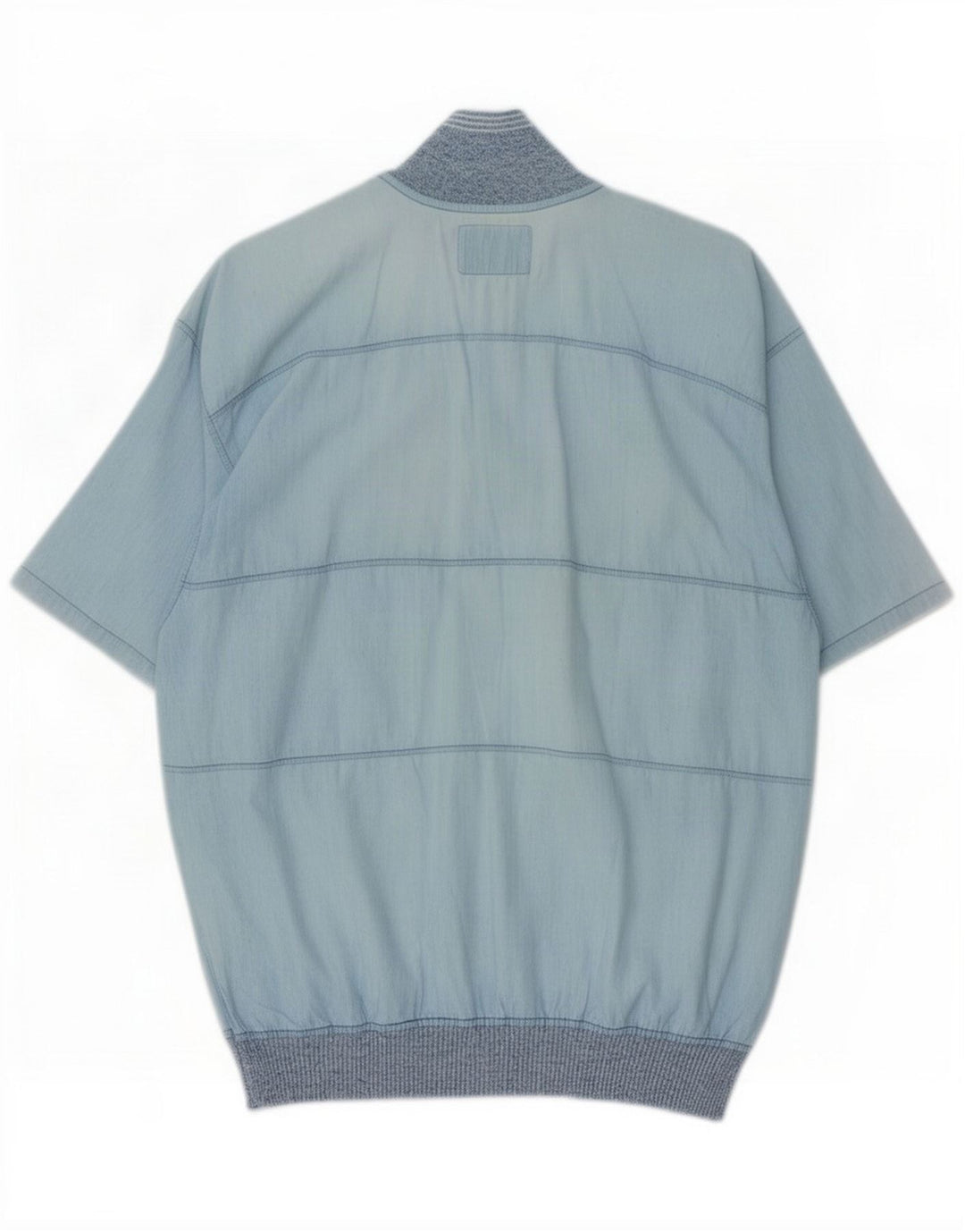 Malagrida Herren Kurzarm-Pullover-Hemd Mittelblau Farbblock