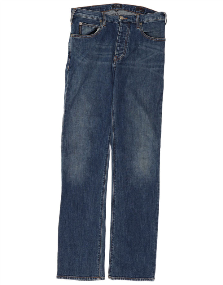 Armani Herren Straight Jeans W30 L32 Blaue Baumwolle