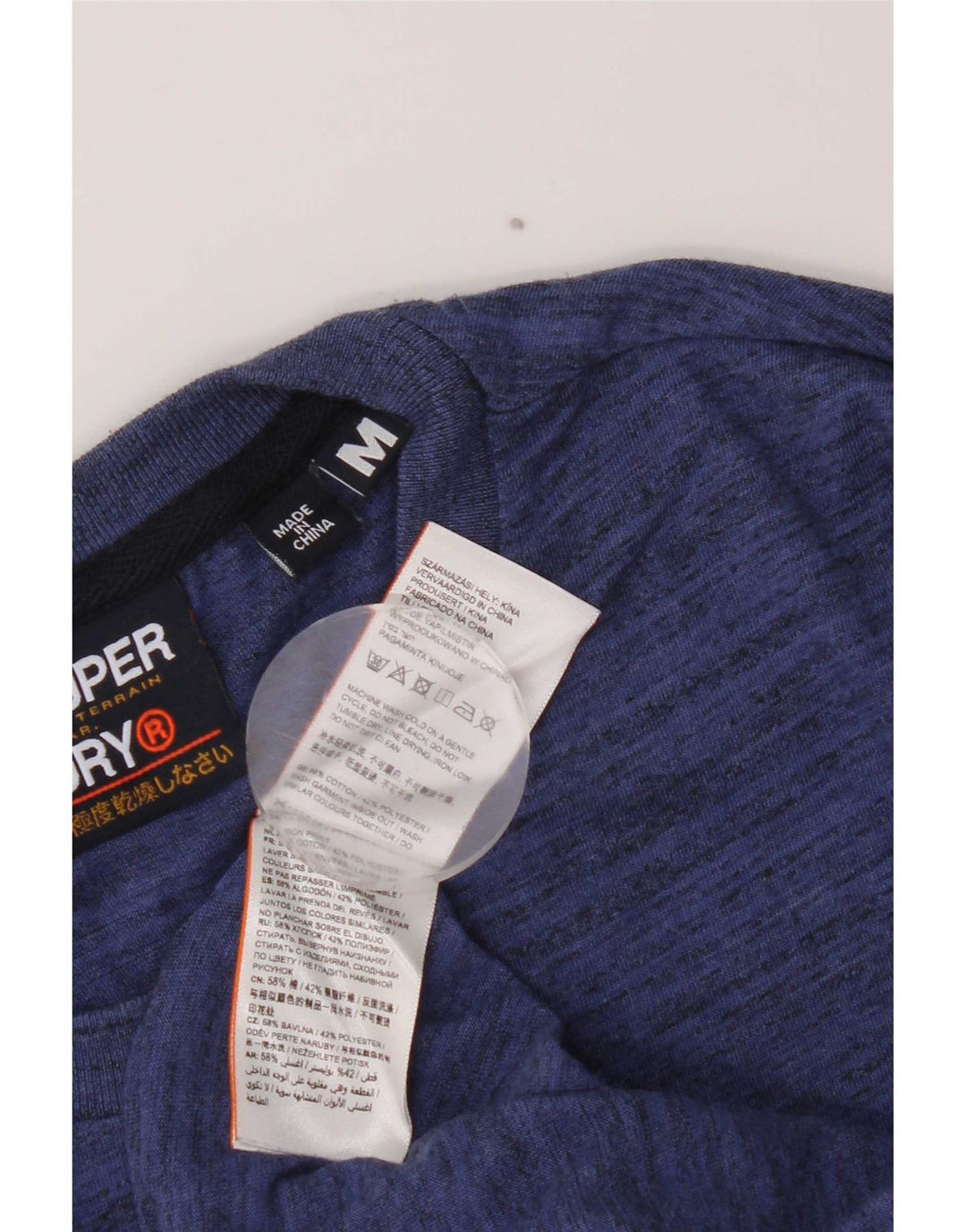 Superdry Herren-T-Shirt mit normaler Grafik, mittelblau gesprenkelte Baumwolle