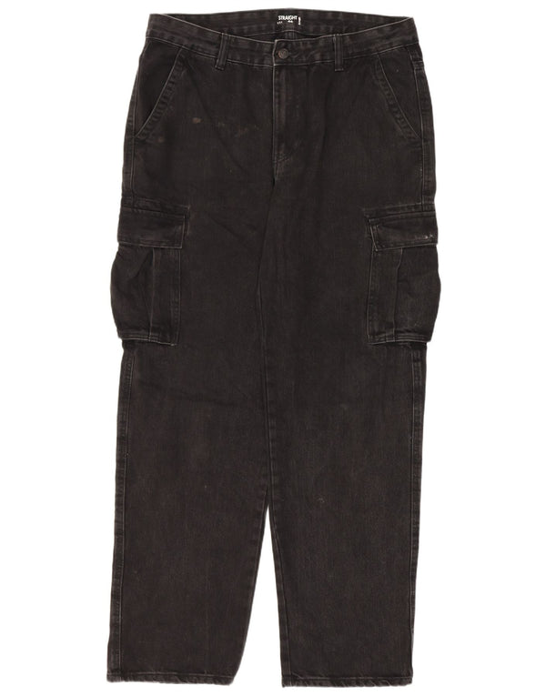 Kiabi Herren Cargo Straight Jeans IT 50 Large W34 L31 Schwarz